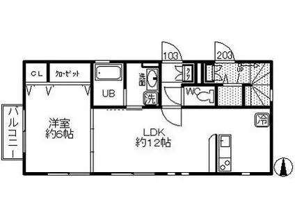 L COURT(1LDK/1階)の間取り写真