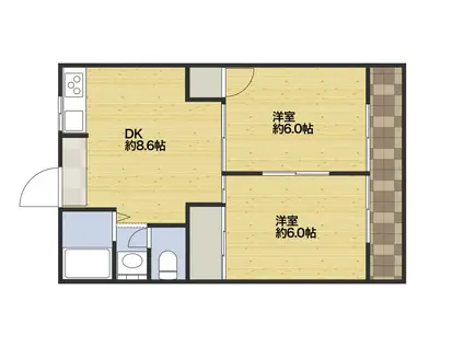 メゾン平野(2LDK/2階)の間取り写真