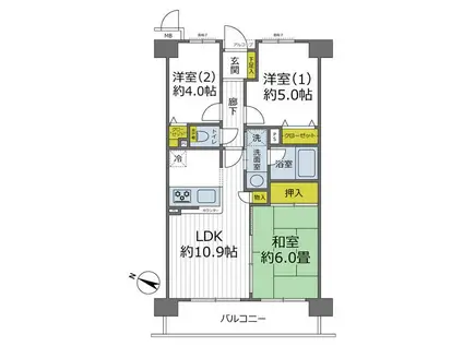 ベイサイトコート横浜(3LDK/4階)の間取り写真