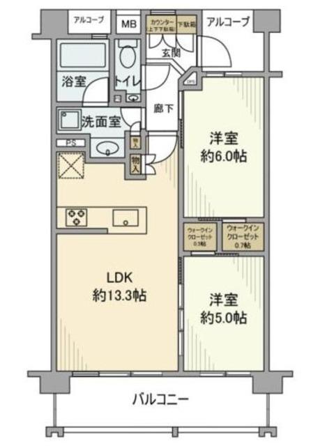 ジオ荻窪(2LDK/3階)の間取り写真