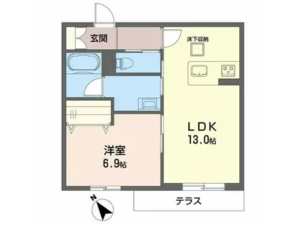 シャーメゾン A.KASTUBE(2LDK/1階)の間取り写真