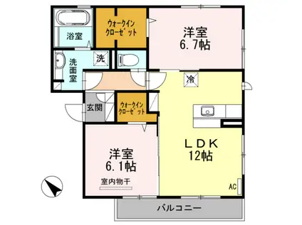 プロキオン(2LDK/3階)の間取り写真