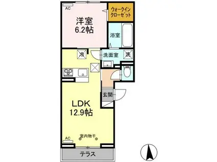 ガーデンコートA(1LDK/1階)の間取り写真