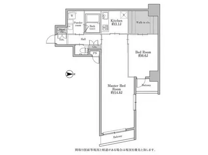 ユニテラス三軒茶屋(2K/2階)の間取り写真