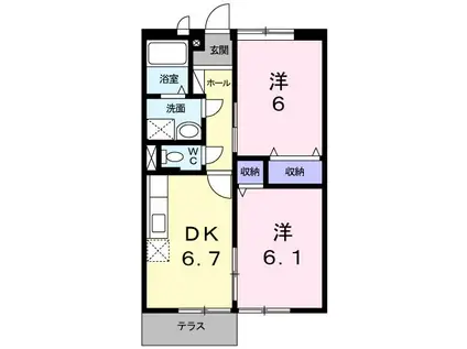 ふぁ・みーゆ21A(2DK/1階)の間取り写真