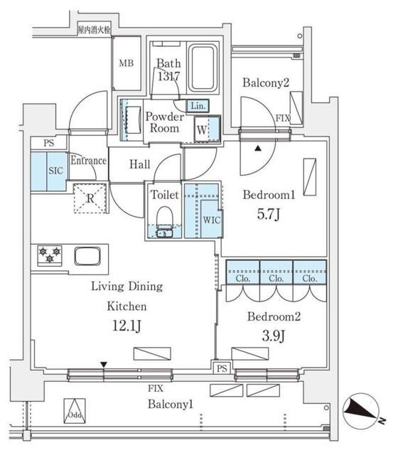 シーズンフラッツ町屋(2LDK/3階)の間取り写真