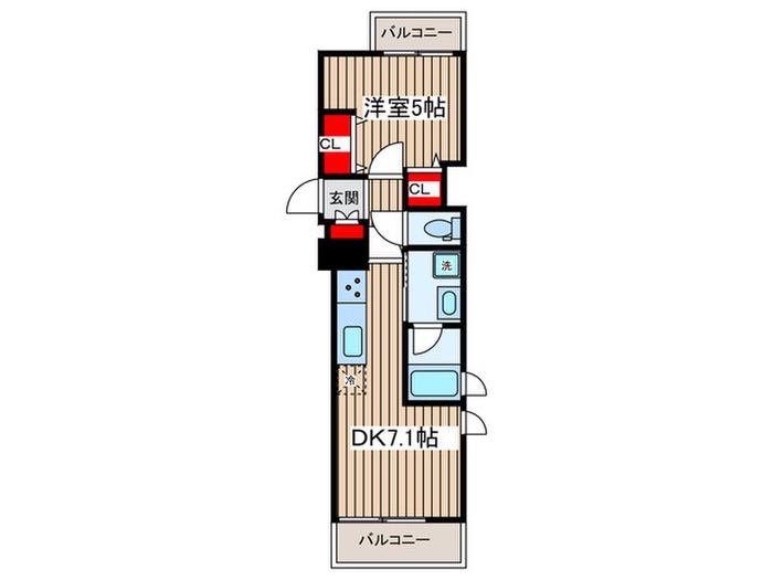 ALTERNA錦糸町(1DK/7階)の間取り写真