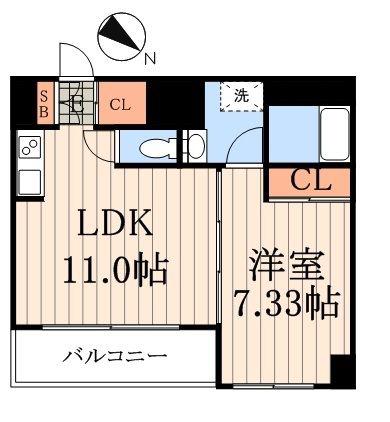 レジディア三越前(1LDK/13階)の間取り写真