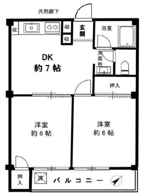 スターハイツ竹ノ塚(2DK/5階)の間取り写真