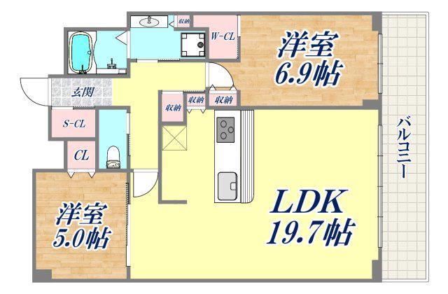 ベイシティタワーズ神戸ウエスト(2LDK/11階)の間取り写真