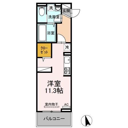 D-ROOM天神町(ワンルーム/2階)の間取り写真