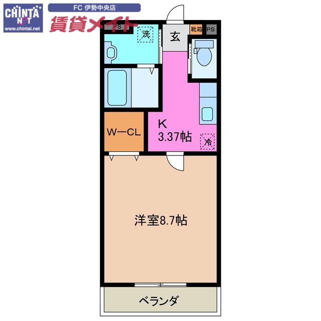 グランスマイル(1K/1階)の間取り写真