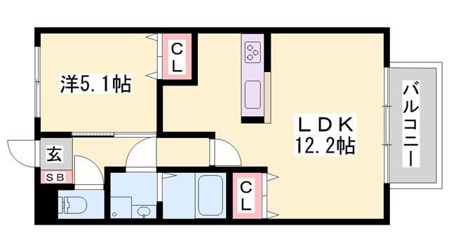 レオントポディウムII番館(1LDK/1階)の間取り写真