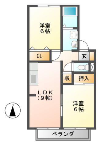 シャルマンコート(2LDK/2階)の間取り写真