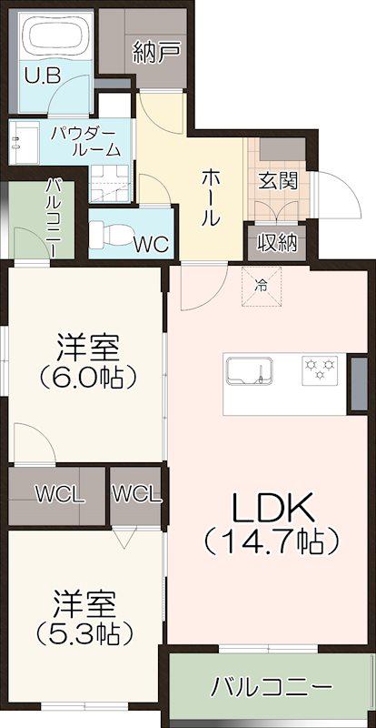 GRACE香呑(2LDK/3階)の間取り写真