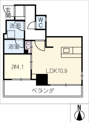 ラ・メゾンフィル御園(1LDK/9階)の間取り写真