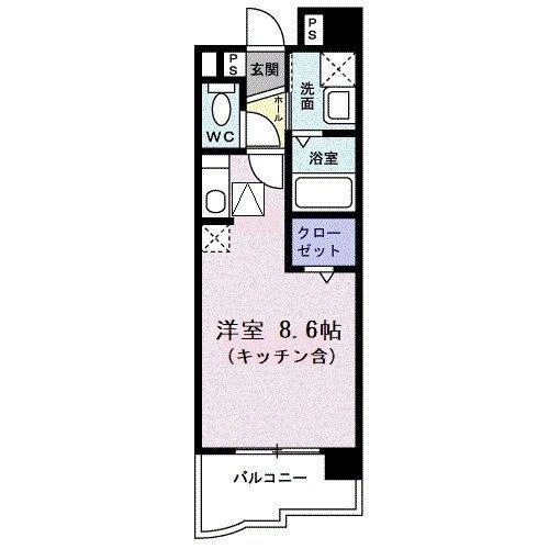 エスペランス(ワンルーム/1階)の間取り写真
