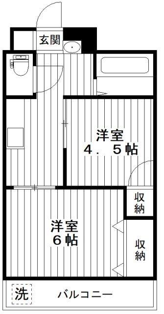 ゴールド18(2K/2階)の間取り写真