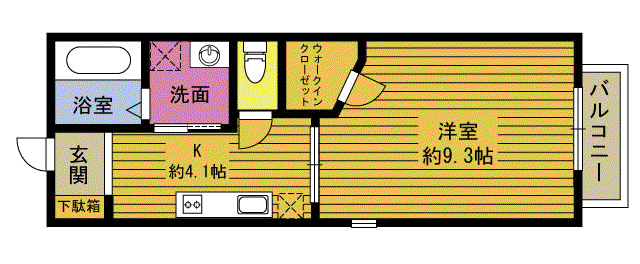 GRAN GATO市浜(1K/1階)の間取り写真