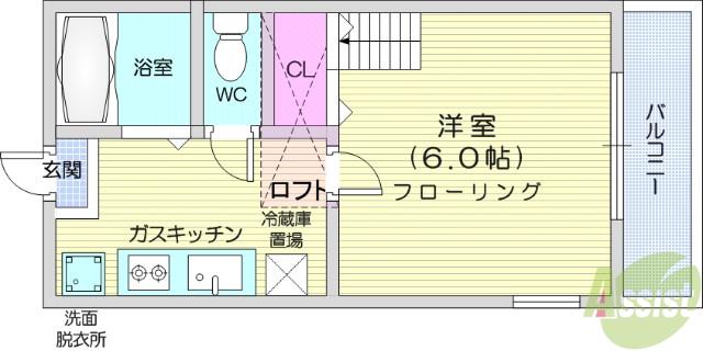 ドリームハウス(1K/2階)の間取り写真