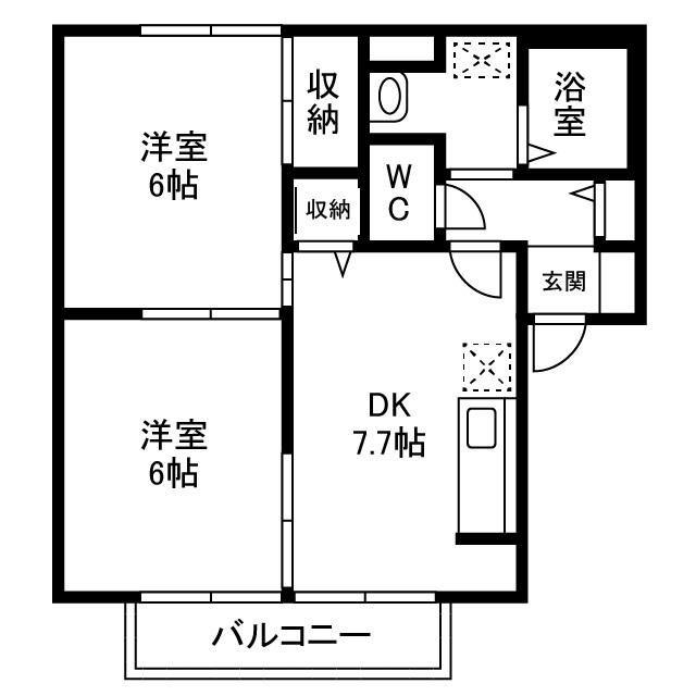 リープハウゼ(2DK/2階)の間取り写真
