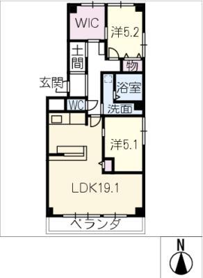 ラ・パンプルムース(2LDK/3階)の間取り写真