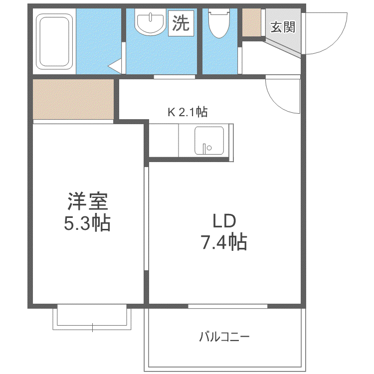 ヴェルテュ麻生(1LDK/2階)の間取り写真