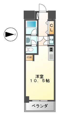 泉アパートメント(ワンルーム/8階)の間取り写真