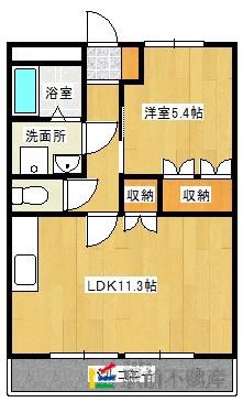 CORPOさくら C棟(1LDK/1階)の間取り写真