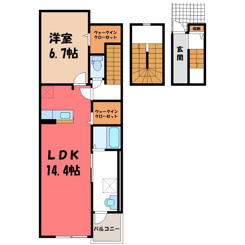 ヴェゼル(1LDK/3階)の間取り写真