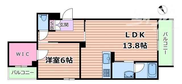 カヴァリエーレ(1LDK/2階)の間取り写真
