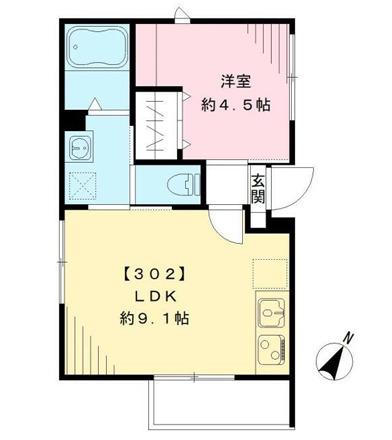 ルーム南麻布(1LDK/3階)の間取り写真