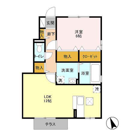 小田急小田原線 本厚木駅 バス乗車時間:39分 最寄りバス停で下車 徒歩7分 2階建 築17年(1LDK/1階)の間取り写真