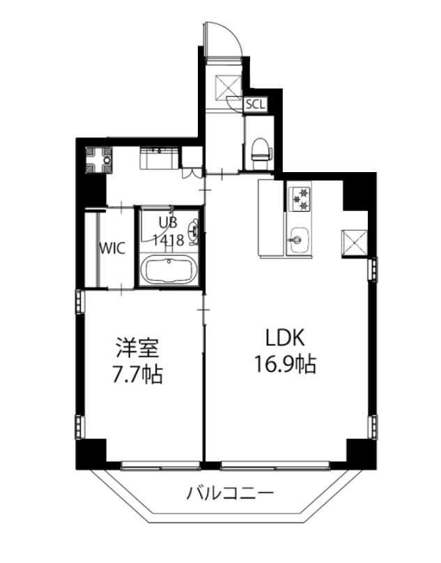 B-PROUD天満橋(1LDK/2階)の間取り写真