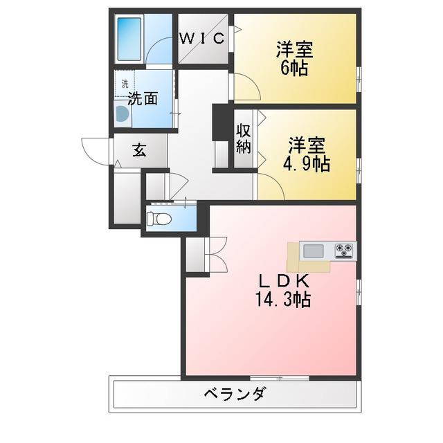 クアルトシンワ(2LDK/2階)の間取り写真