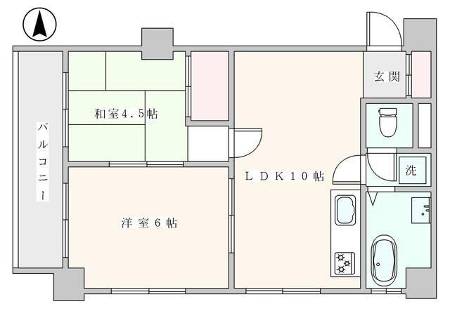 駒込台ハイツT棟(2LDK/4階)の間取り写真