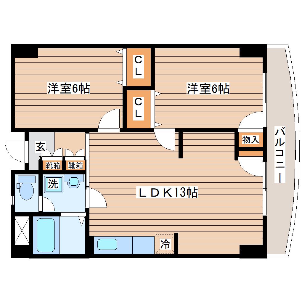 旭レジデンス(2LDK/3階)の間取り写真