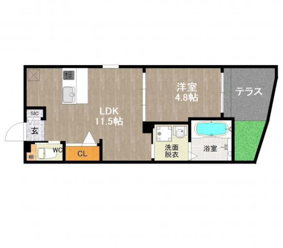 DREAMSTAGE博多南EIRA(1LDK/1階)の間取り写真