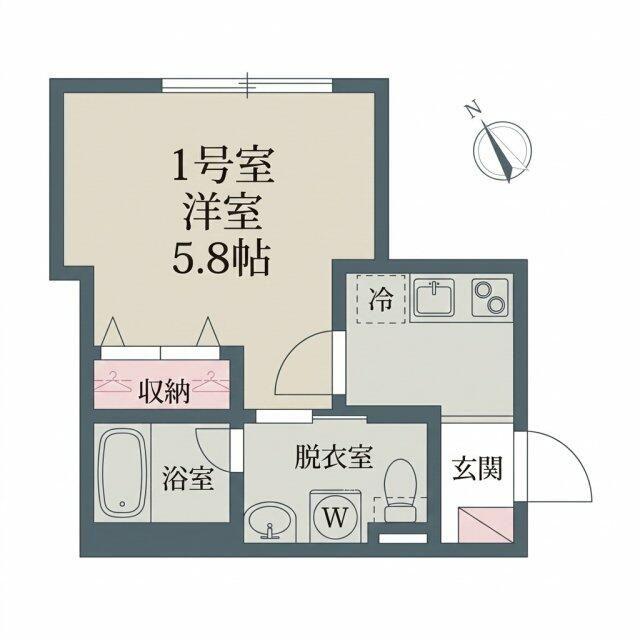 ベイルーム北久里浜(1K/1階)の間取り写真