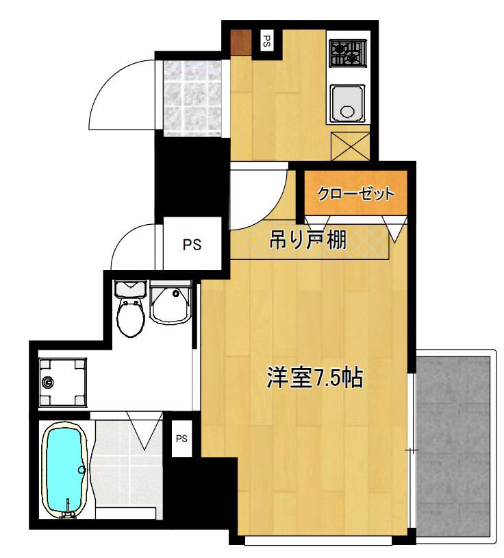 セレニテ本町ROJI 02(1K/2階)の間取り写真