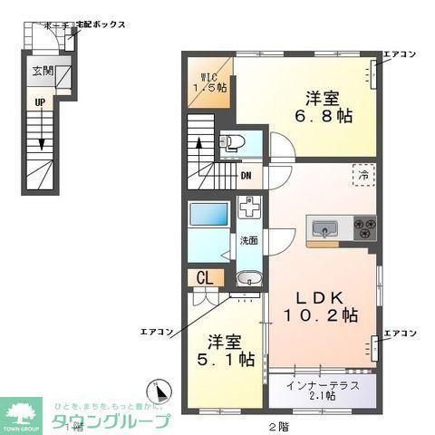 ZEUS野田I(2LDK/2階)の間取り写真