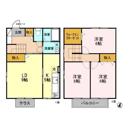 セジュール・豊科(3LDK/1階)の間取り写真