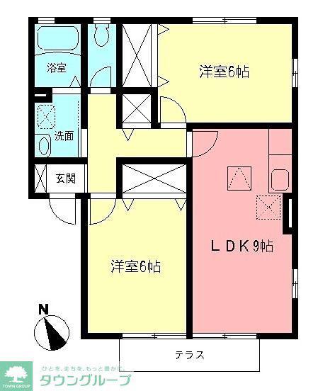 ロワールB(2DK/1階)の間取り写真