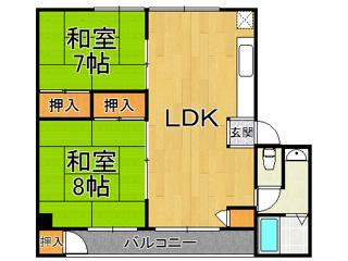 ハートフル車塚(2LDK/4階)の間取り写真