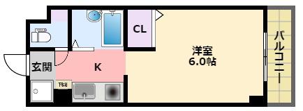 サングローリー(1K/3階)の間取り写真