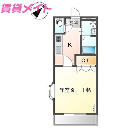 SMILEY(1K/1階)の間取り写真