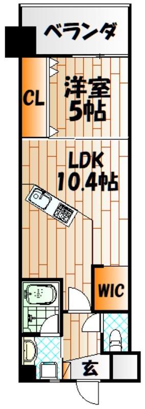 コンプレート古船場(1LDK/9階)の間取り写真