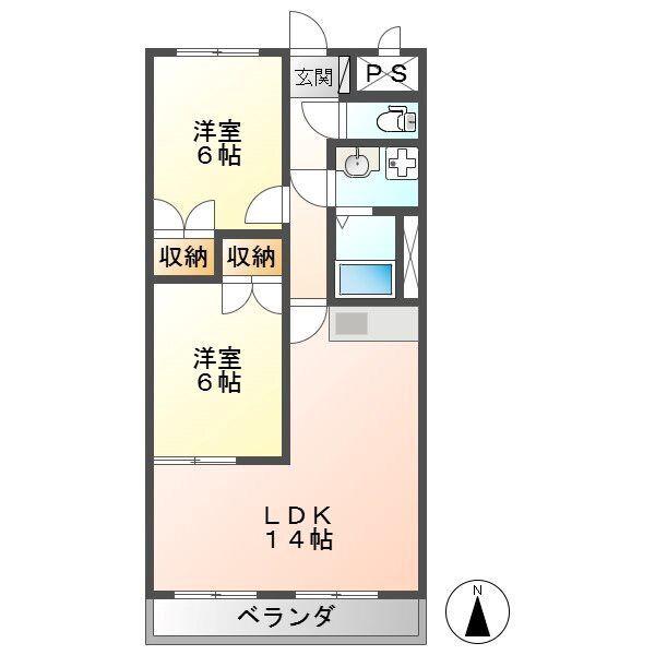 はばコーポ(2LDK/4階)の間取り写真