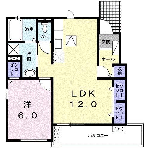 ディアコートII(1LDK/1階)の間取り写真