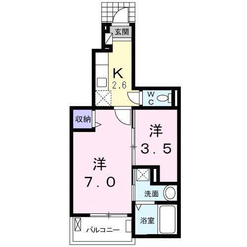 BELLE・88(1SK/1階)の間取り写真
